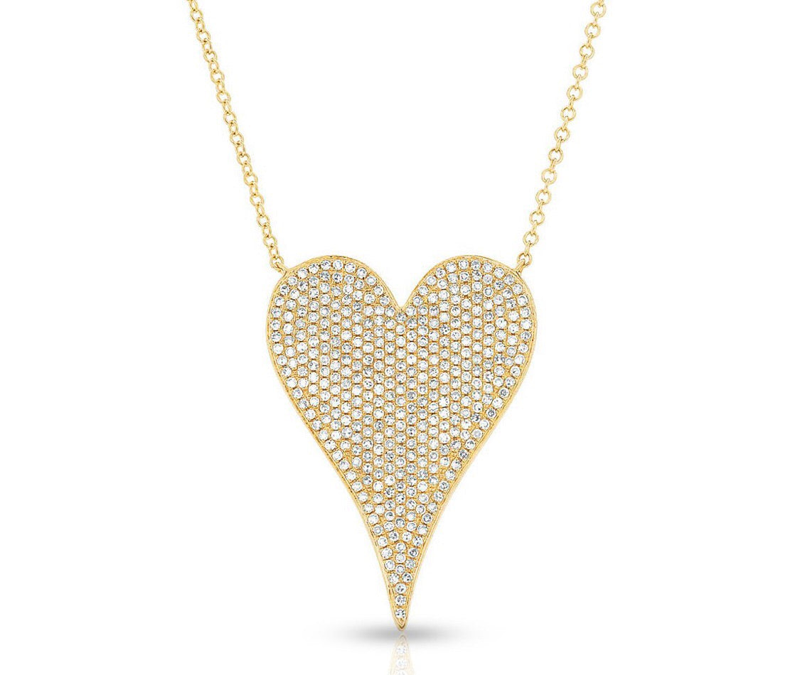 Gold pave heart on sale necklace