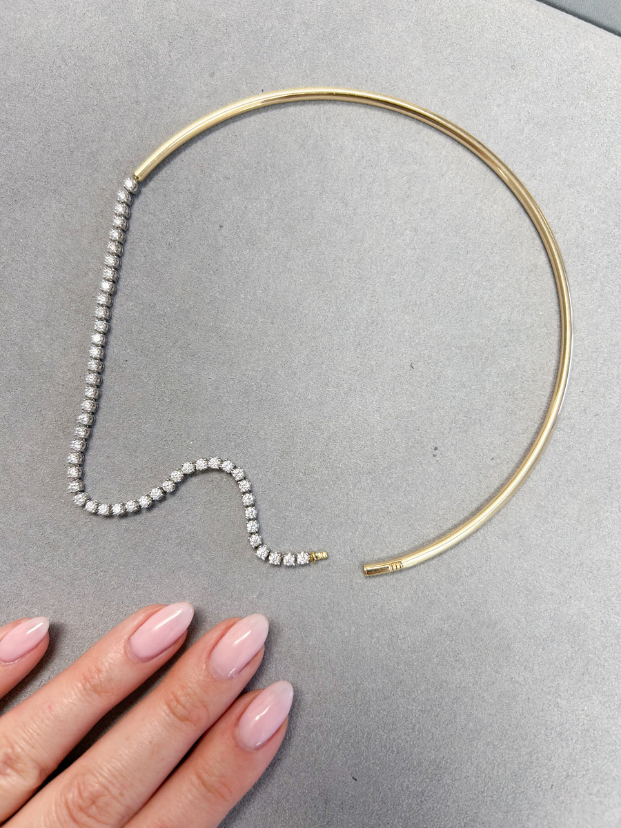 アクセサリー Half Cast Chain & Half T-bar Necklace Gaborartory Half Small Oval Chain & Half T-bar Necklace (Platinum
