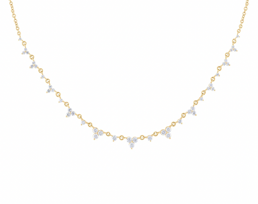 Trio Cluster Diamond Necklace On A Thin Chain- Pre Order – EPJ