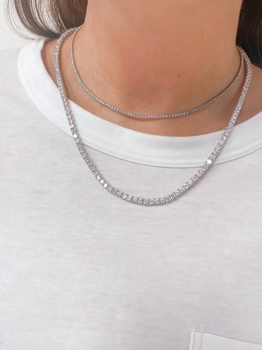 3 mm Moissanite Tennis Chain Necklace - Sustainable Diamond Alternative -  Gems of Elah