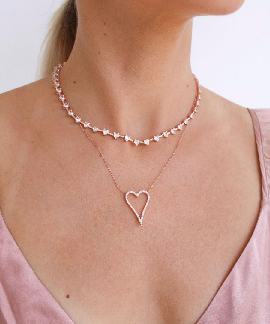 Multi-chain hearts necklace