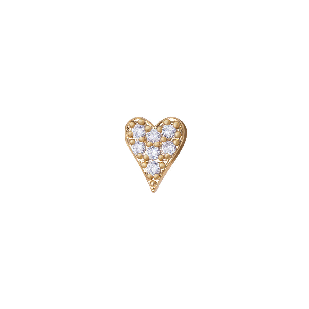 Pavé Heart Charm in Yellow Gold