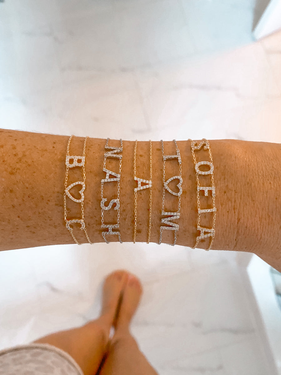 Silver double first name bracelet