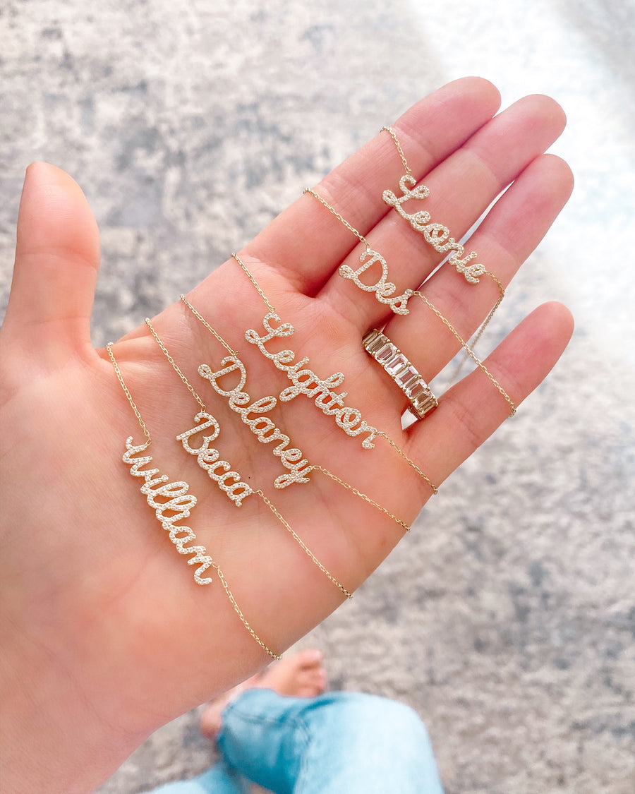 PERSONALIZED PAVE SCRIPT LETTER NECKLACE – EPJ