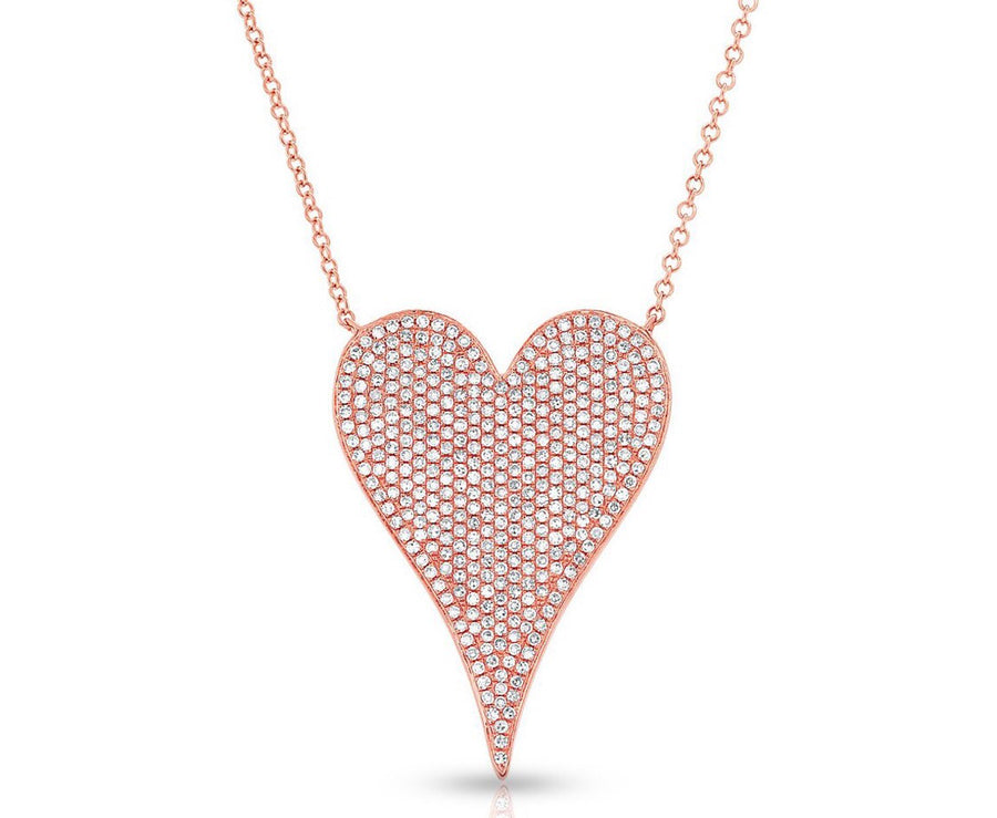 Puffed Diamond Pave Heart Necklace 001-165-02447, Hingham Jewelers